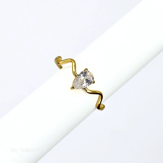 Teardrop Zircon Ring-Waterproof