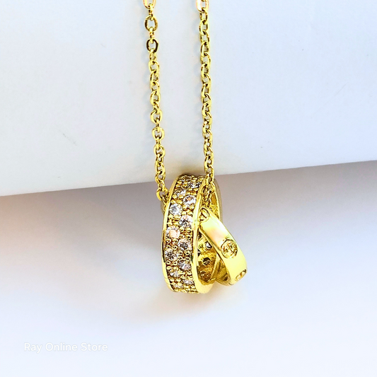 Interlocked Ring Necklace-Waterproof & Gold Plated