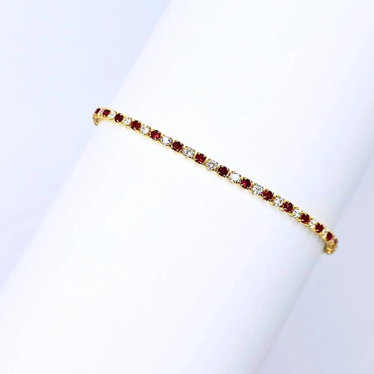 Ruby Red and White Zircon Bracelet (adjustable)