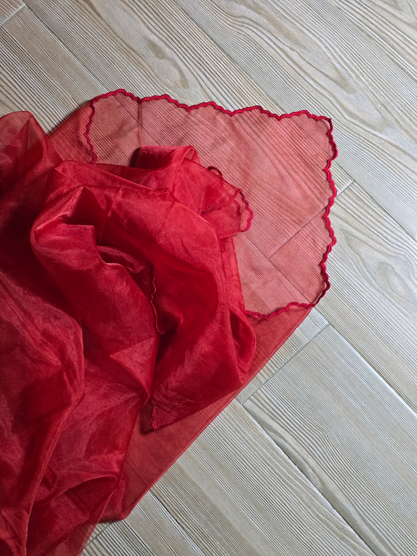 Cutwork Crimson Organza Dupatta