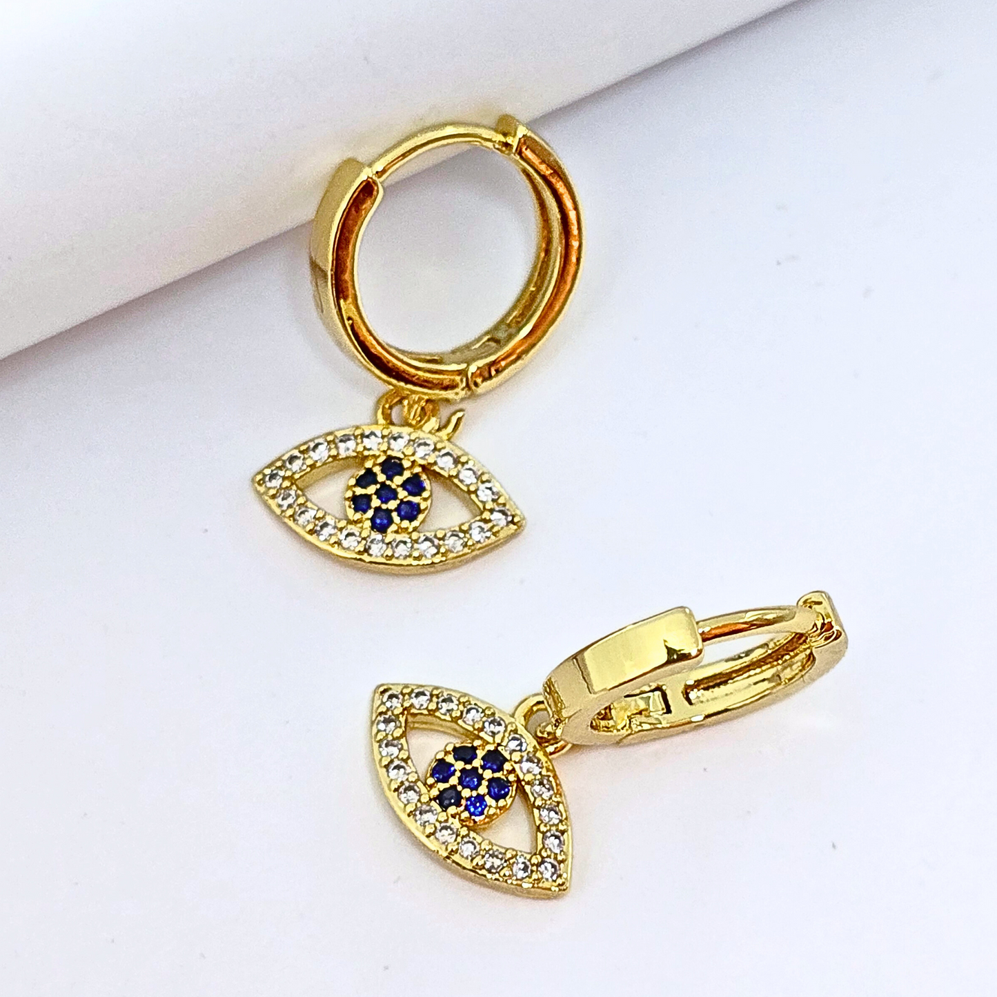 Turkish Eye Hoops-Gold-Plated Stainless Steel