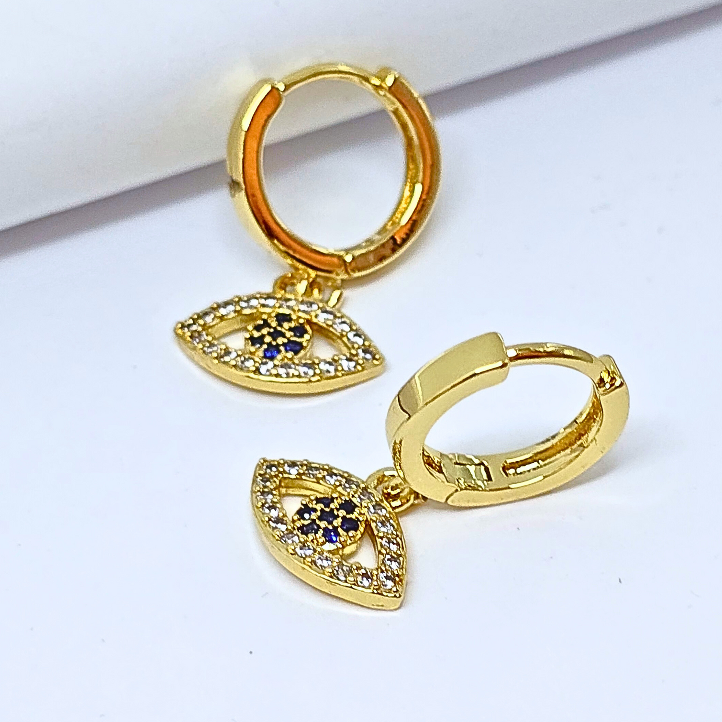 Turkish Eye Hoops-Gold-Plated Stainless Steel