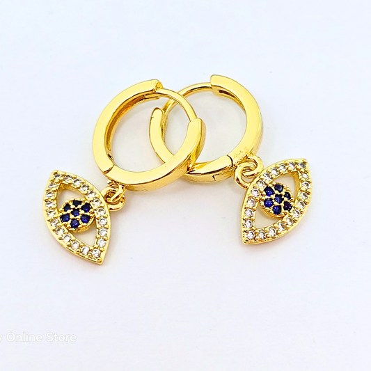 Turkish Eye Hoops-Gold-Plated Stainless Steel