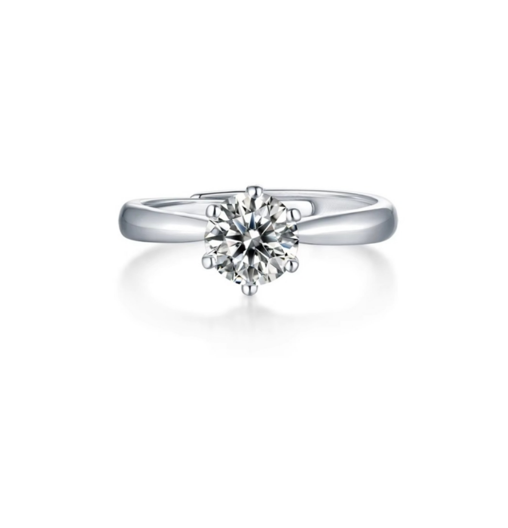 Real Silver S925 3mm GRA Moissanite Ring