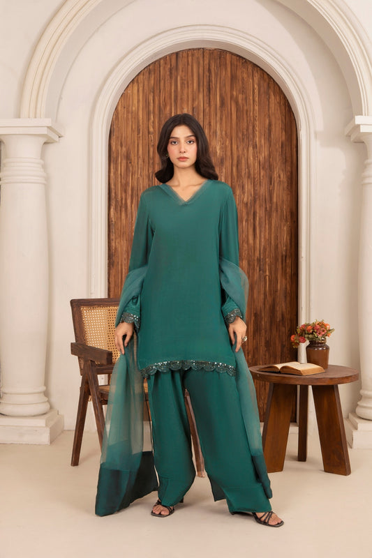 Emerald Sequin Farshi Set