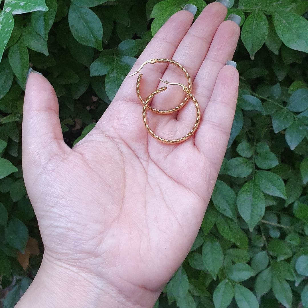Golden Wheat Hoop Earrings-Waterproof & Gold Plated
