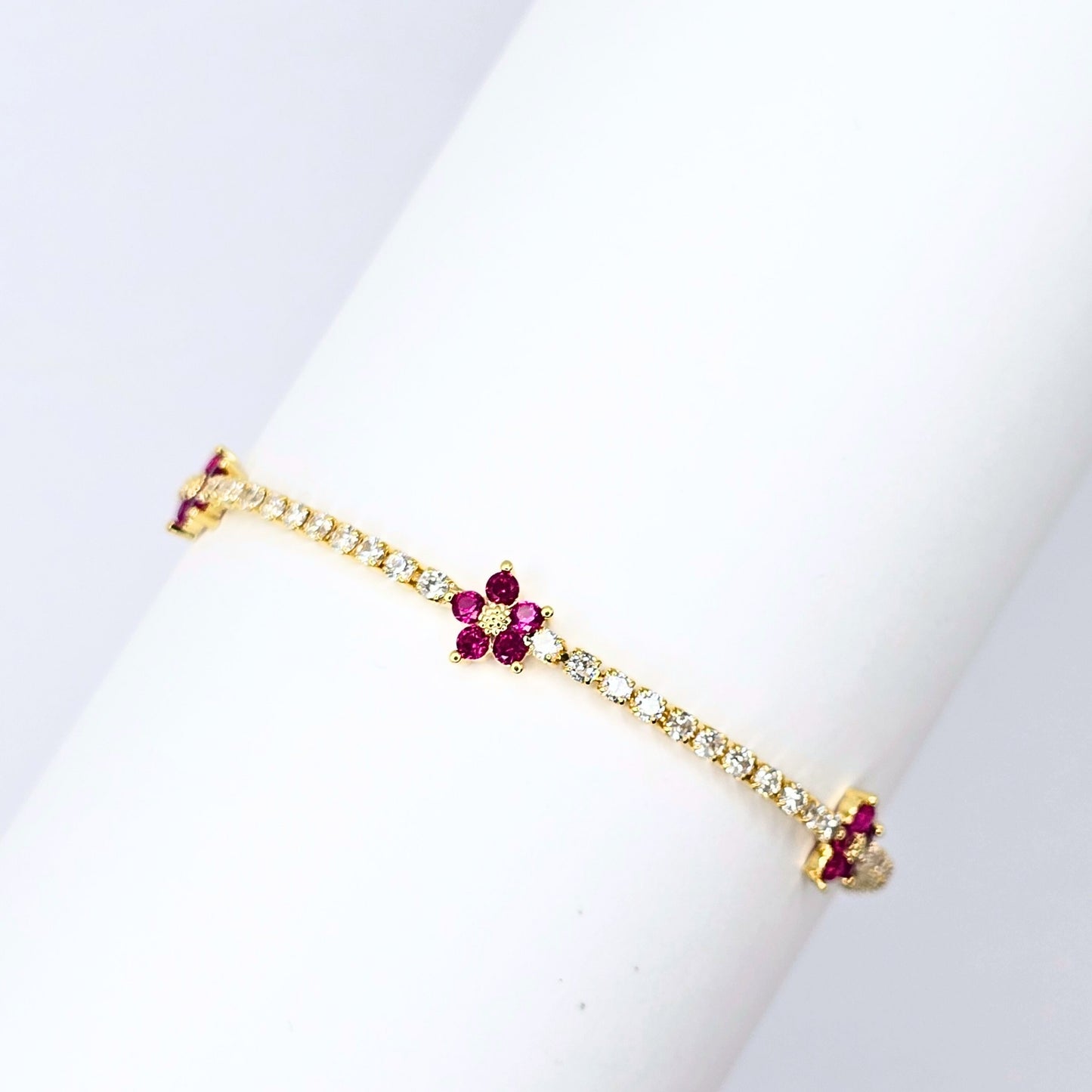 Red Floral Zircon Bracelet