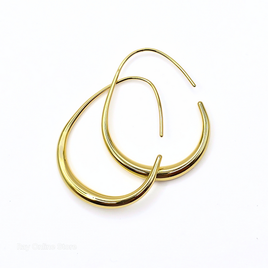 Oval Drop Hoop-Waterproof Earrings