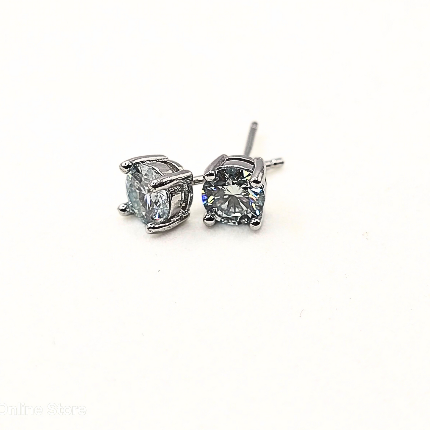 Classic Light Green 0.5 CT White Moissanite Stud Earrings – 925 Sterling Silver