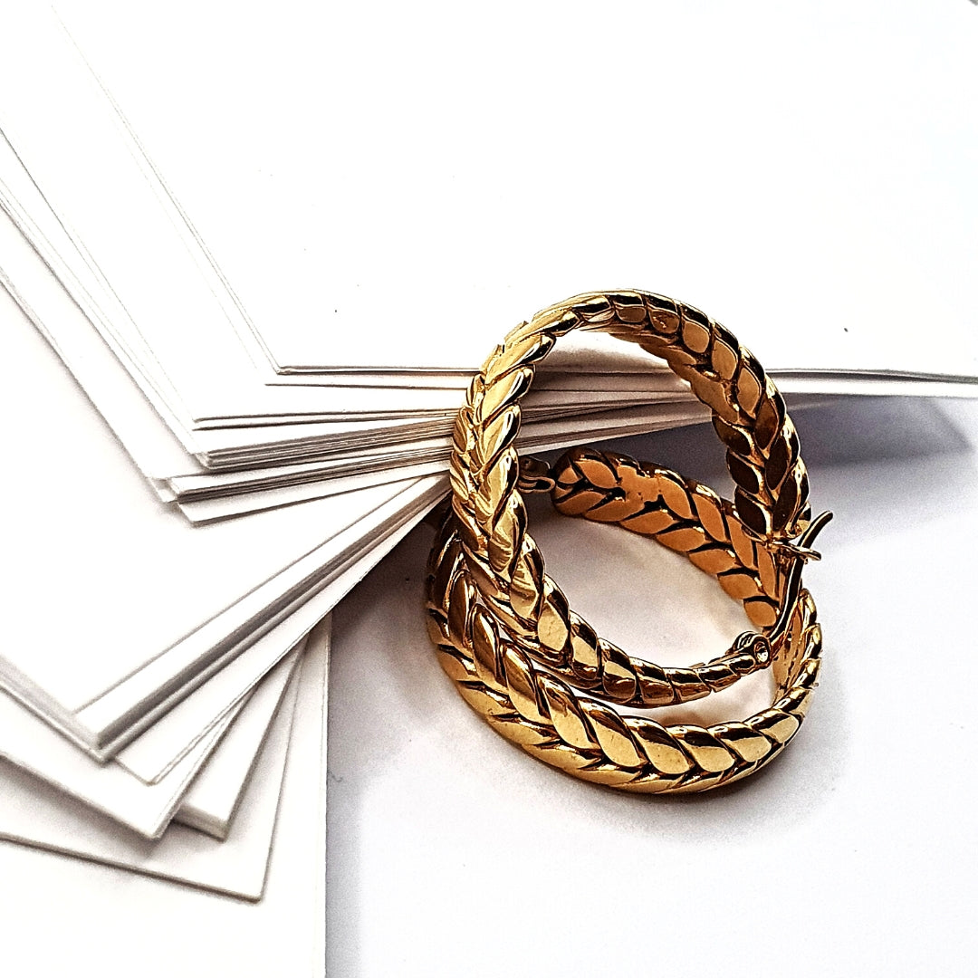 Golden Wheat Hoop Earrings-Waterproof & Gold Plated