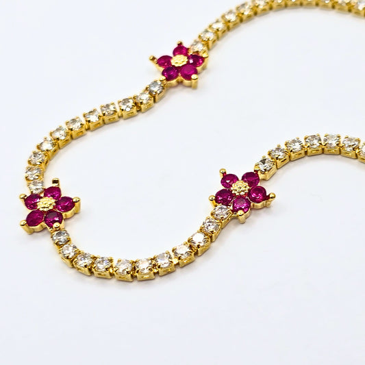 Red Floral Zircon Bracelet
