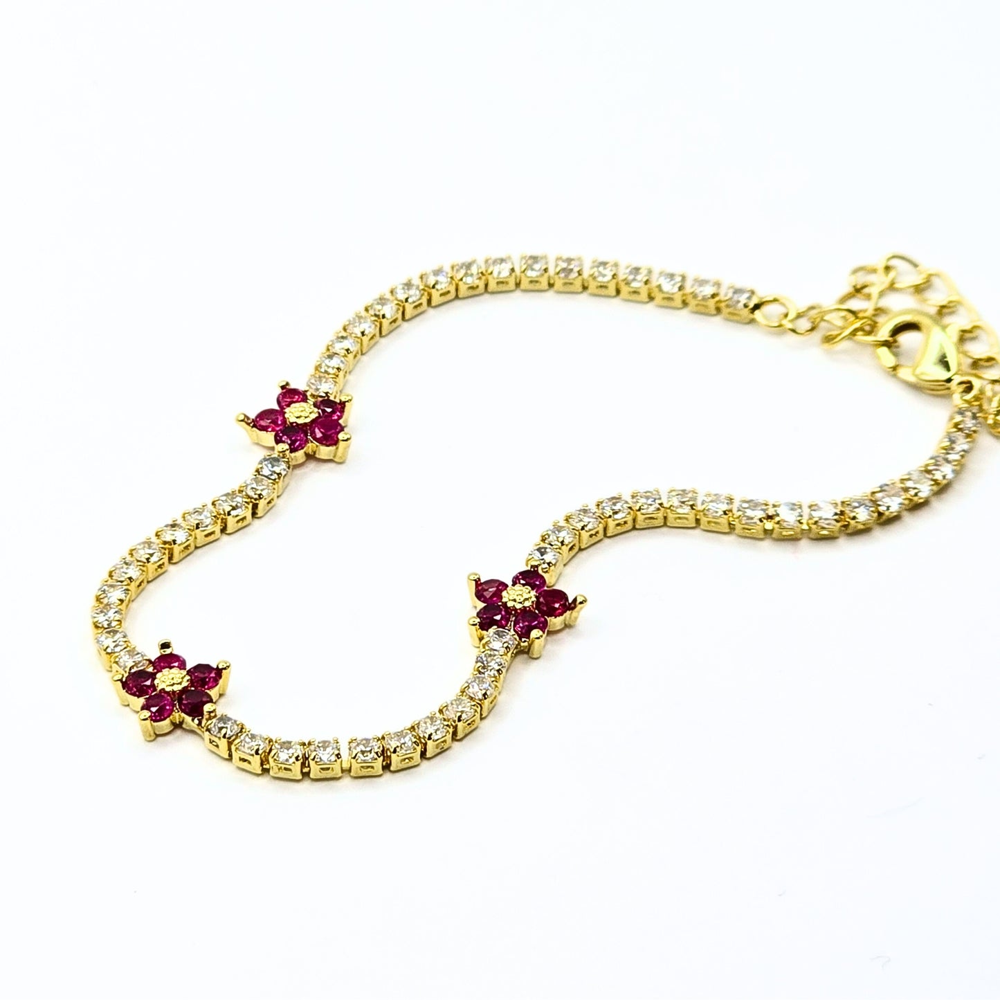 Red Floral Zircon Bracelet