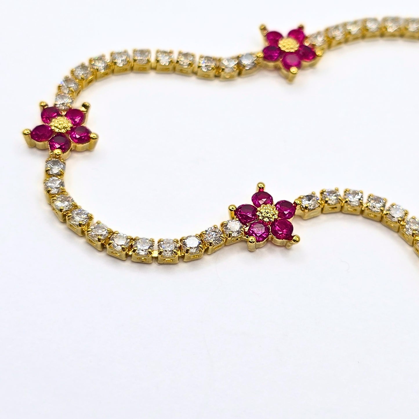 Red Floral Zircon Bracelet
