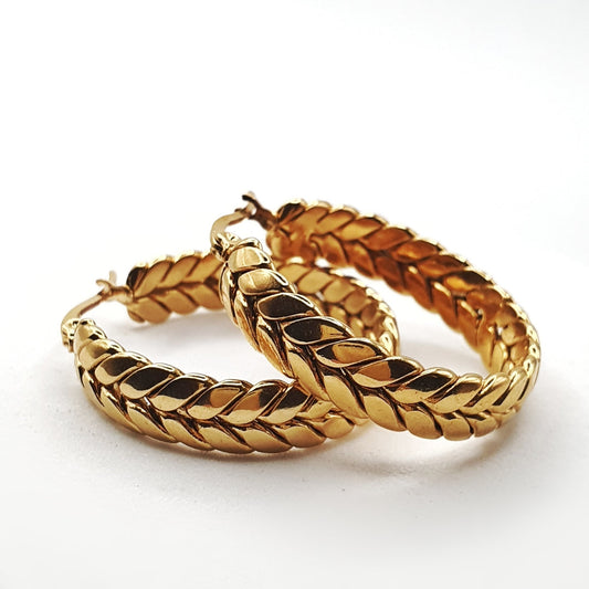 Golden Wheat Hoop Earrings-Waterproof & Gold Plated