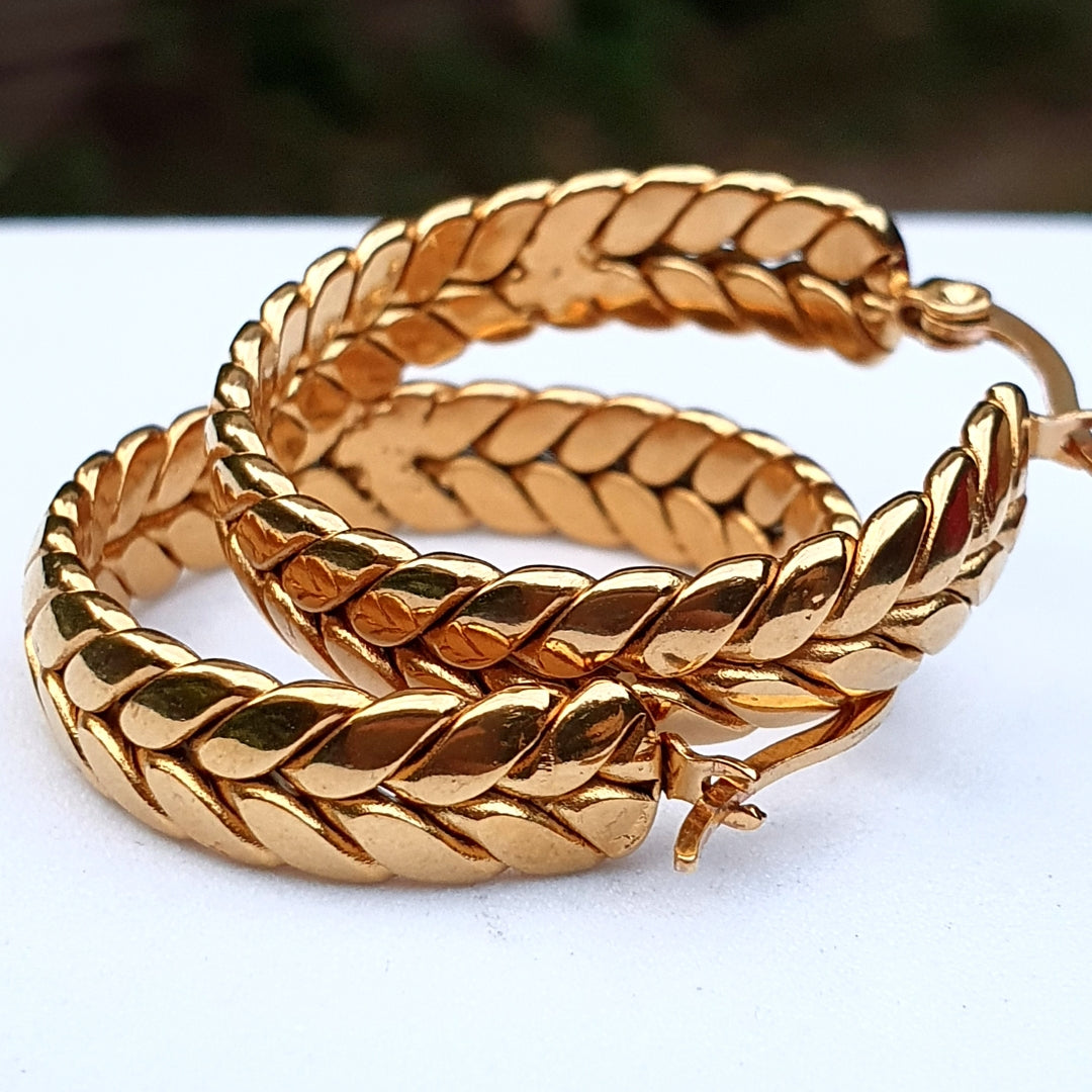 Golden Wheat Hoop Earrings-Waterproof & Gold Plated