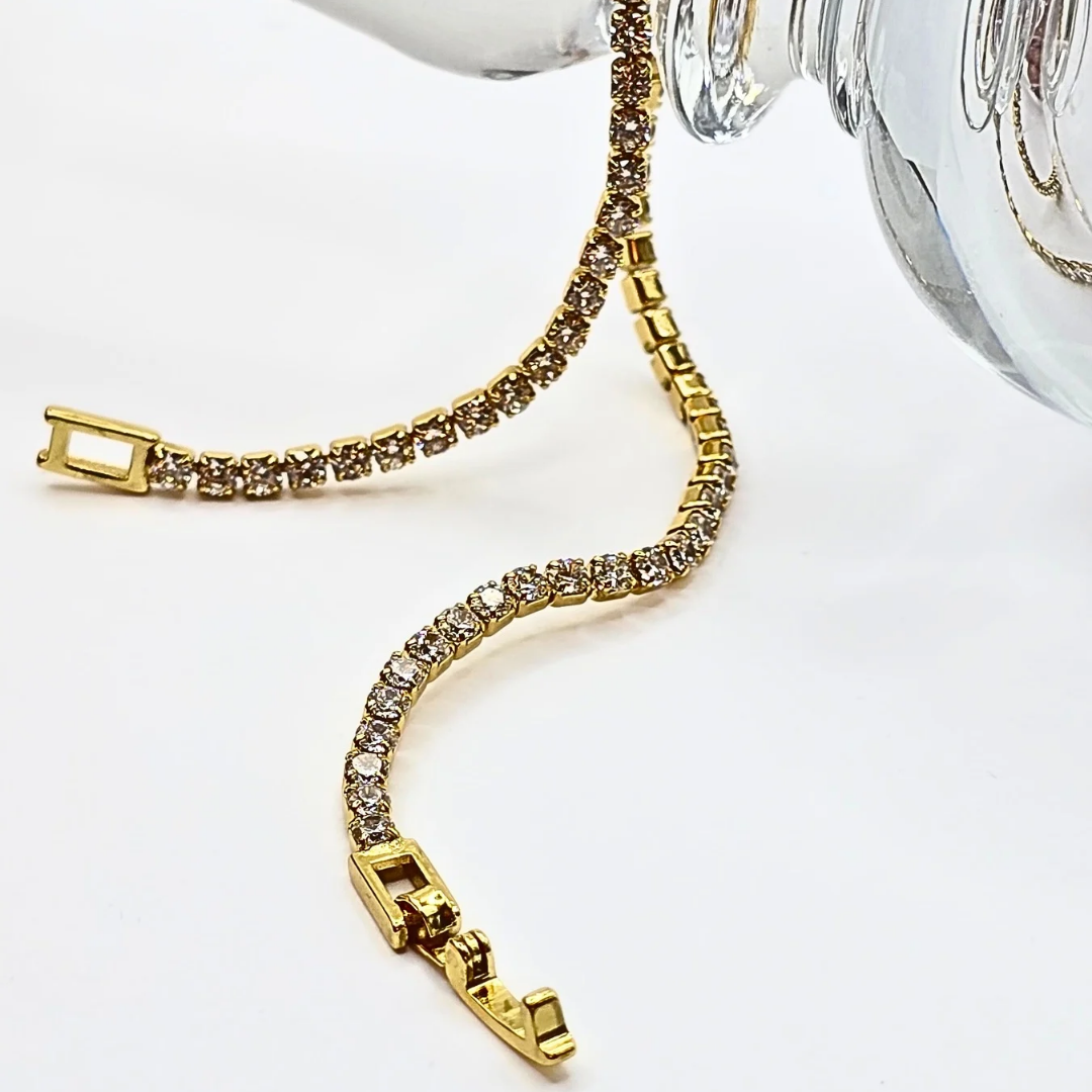 S925 Victoria Tennis Bracelet-Gold Plated