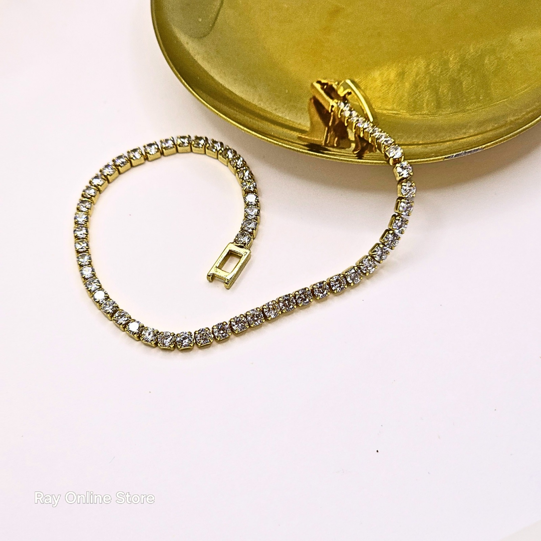 S925 Victoria Tennis Bracelet-Gold Plated