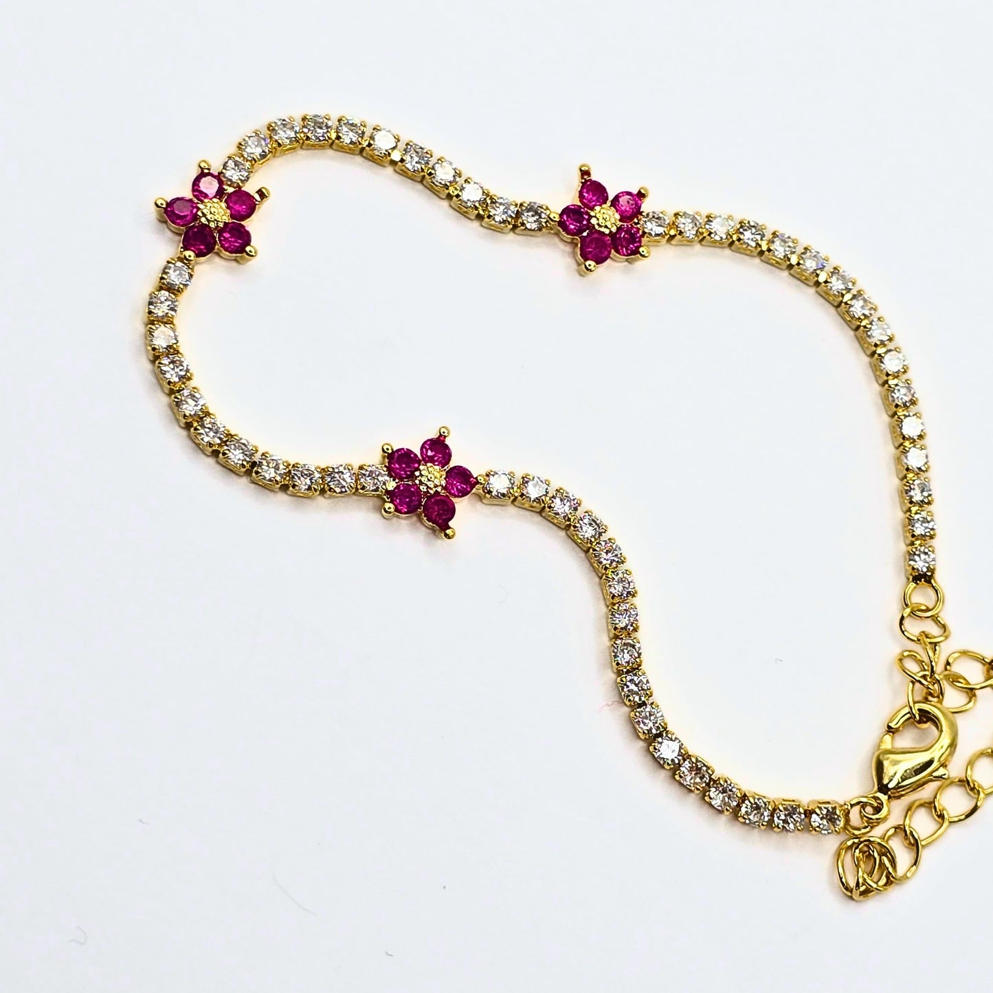Red Floral Zircon Bracelet