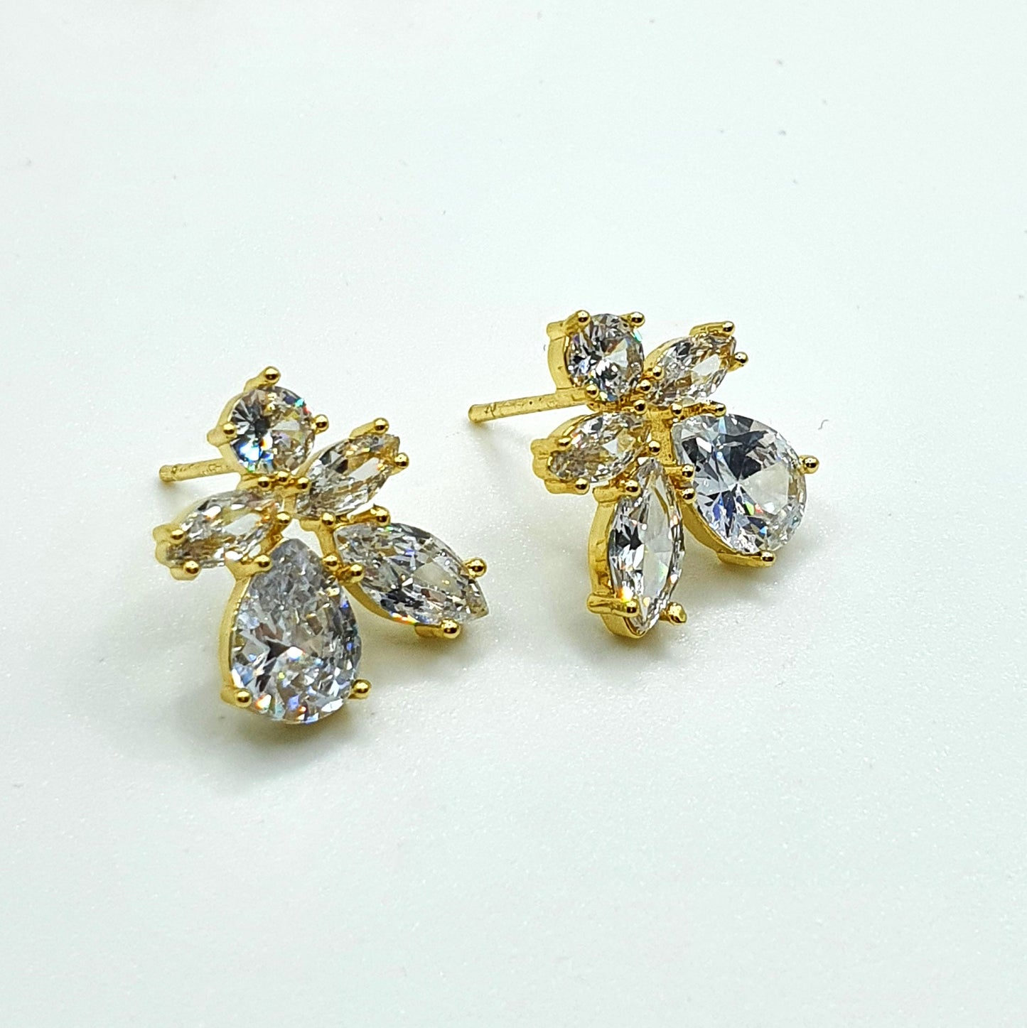 Leaf Shaped Cubic Zirconia Studs