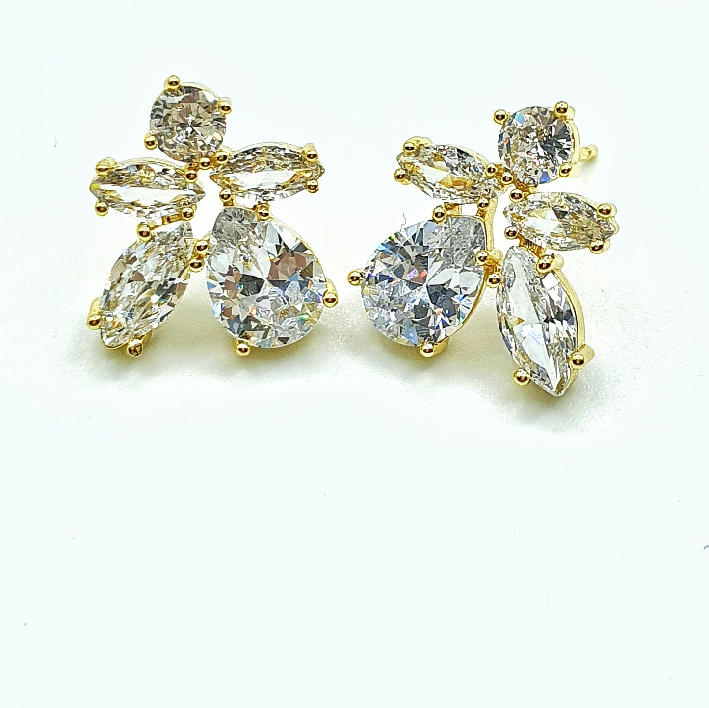 Leaf Shaped Cubic Zirconia Studs