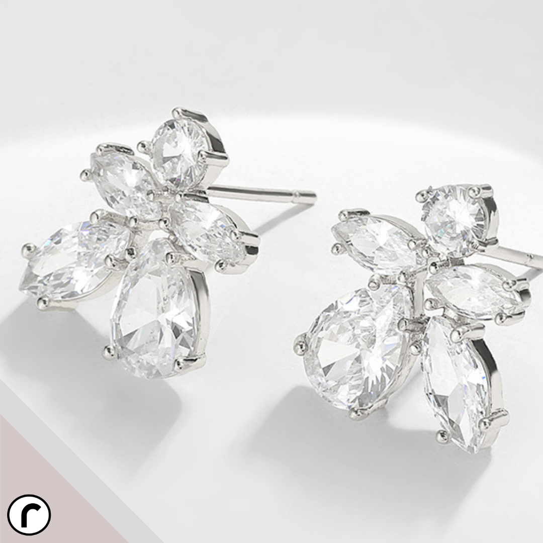 Leaf Shaped Cubic Zirconia Studs