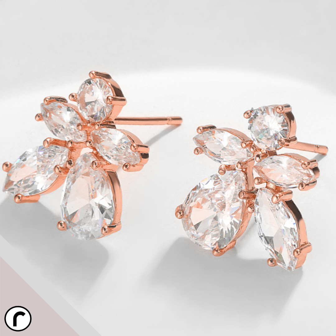 Leaf Shaped Cubic Zirconia Studs