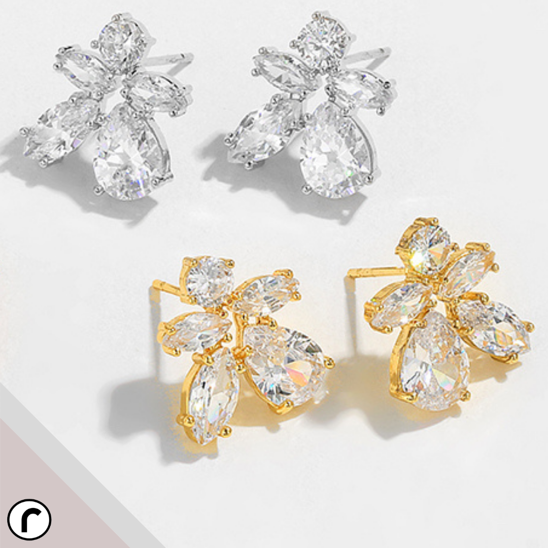 Leaf Shaped Cubic Zirconia Studs