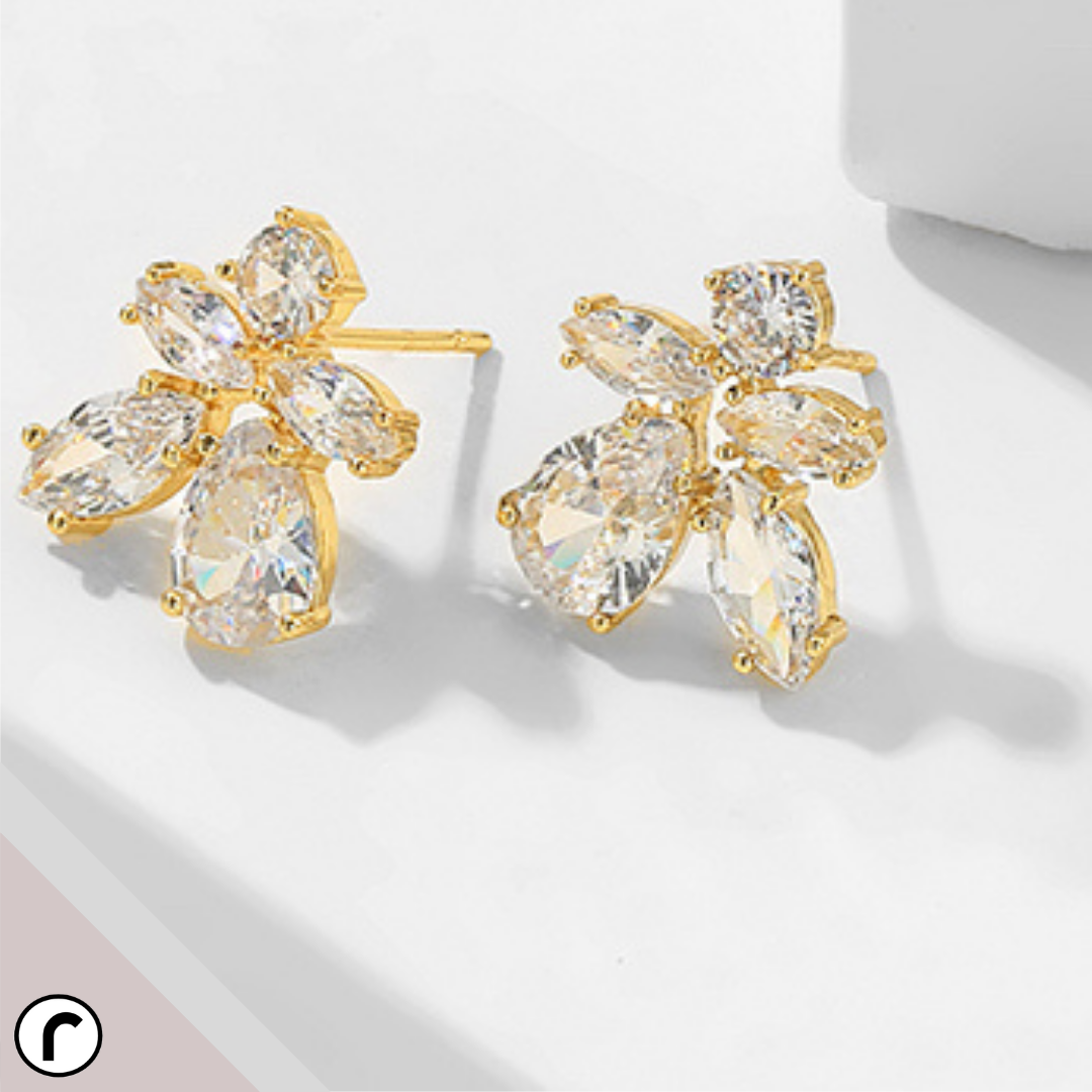 Leaf Shaped Cubic Zirconia Studs