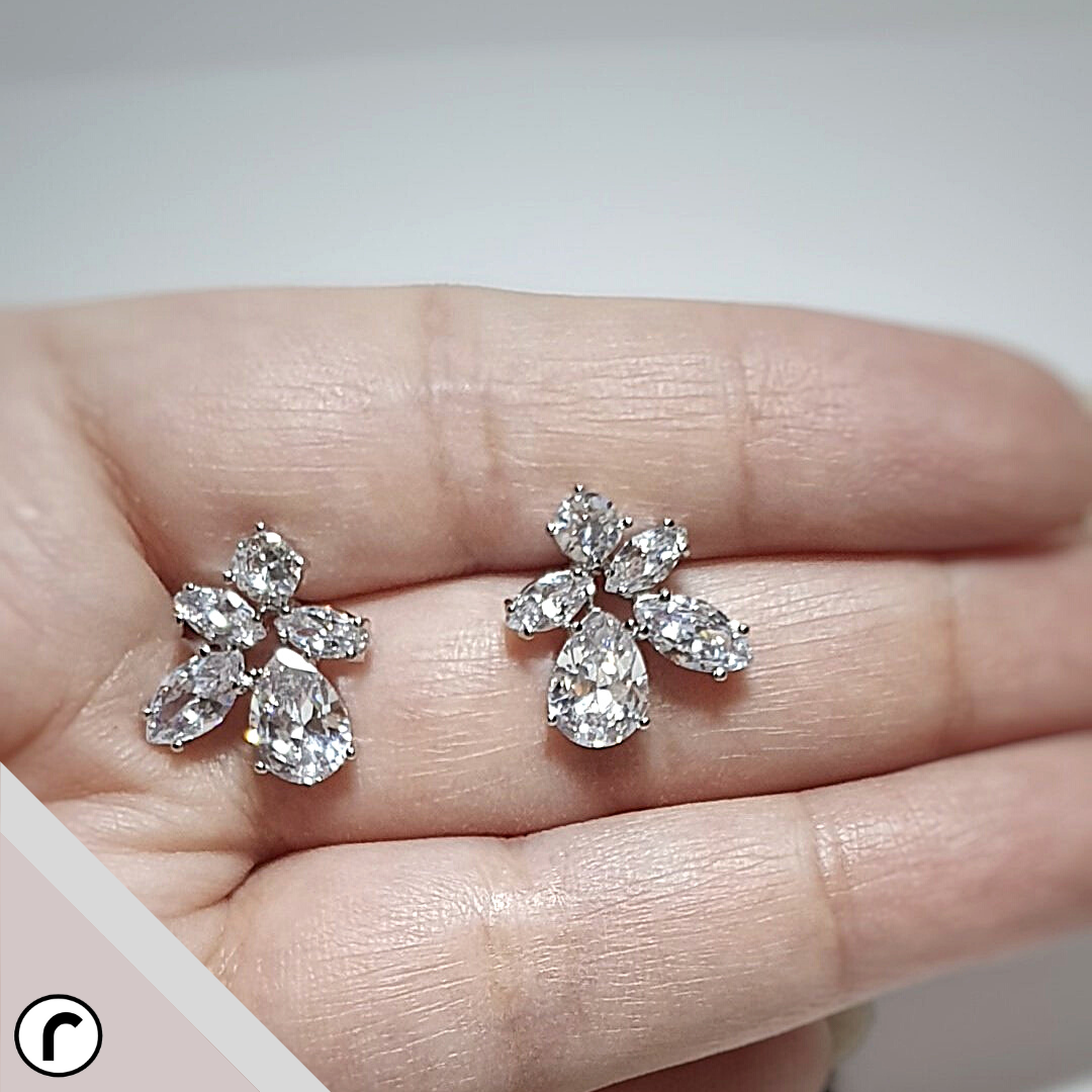 Leaf Shaped Cubic Zirconia Studs