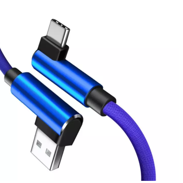 Type C Fast Charging + Data Cable (Braided - L Shape - 90 Degree - Elbow) 1m and 2m