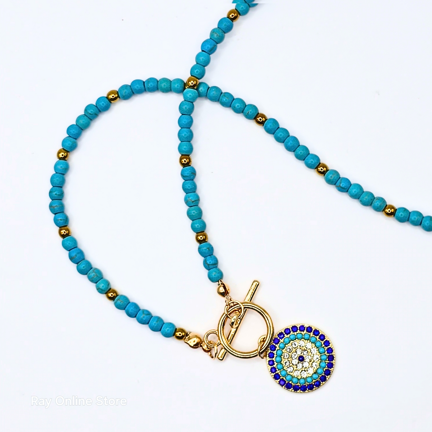 Blue Bead Eye Necklace