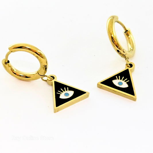 Black Triangle Eye Earrings