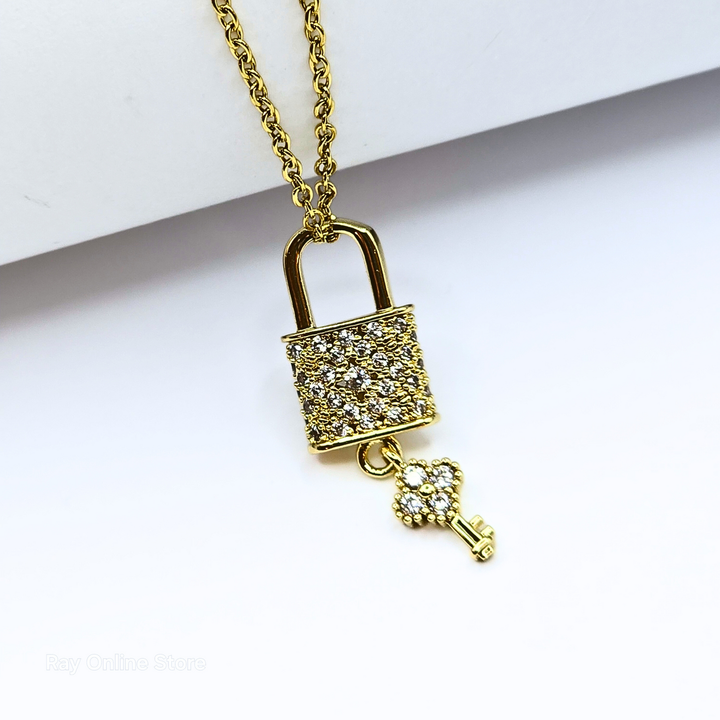 Lock & Key Zirconia Necklace