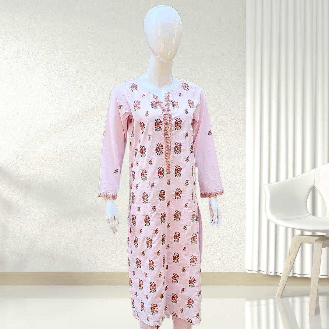 Spring Rose Embroidered Suit-2PC