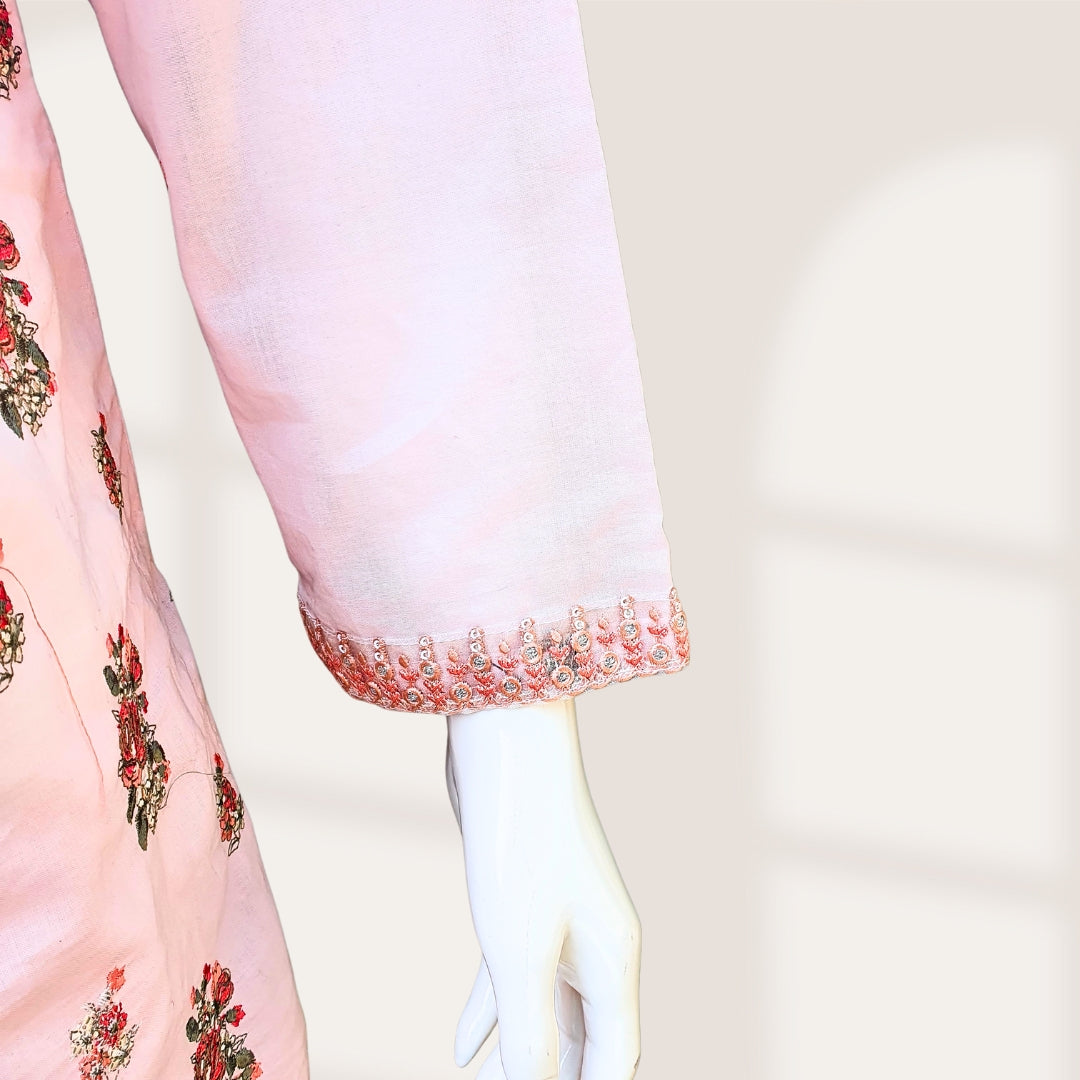 Spring Rose Embroidered Suit-2PC