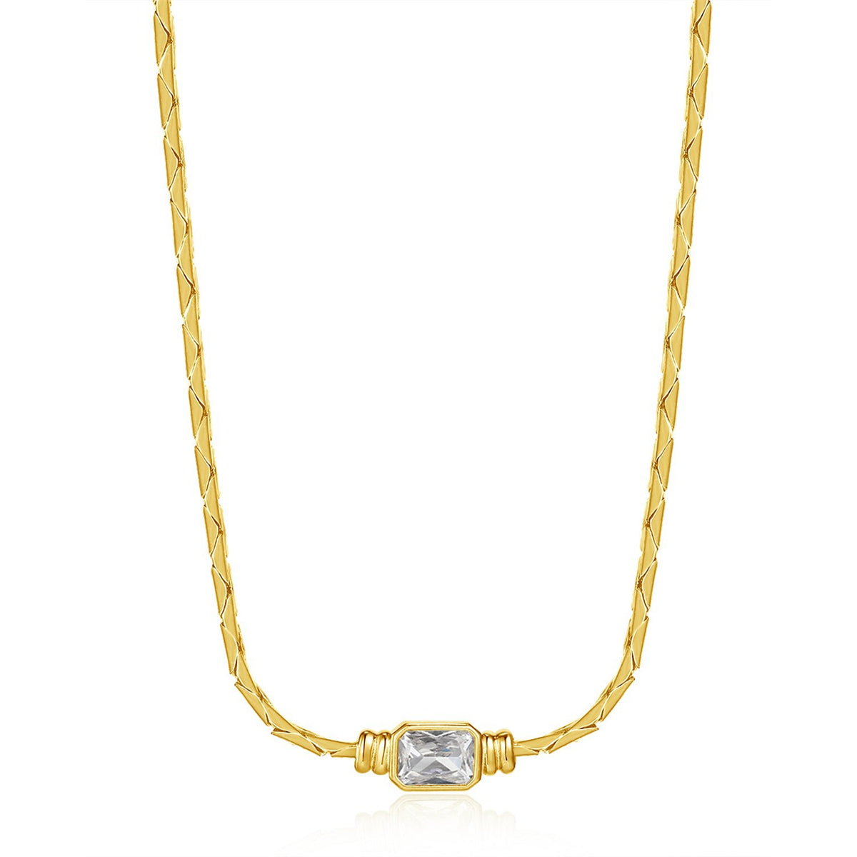 Square Braided Zircon Necklace