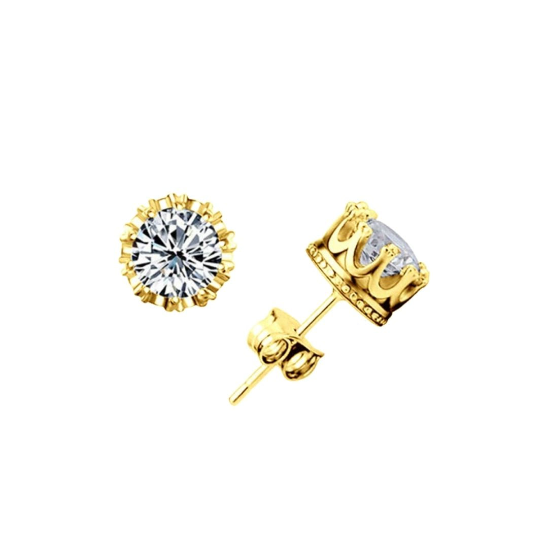 Silver Zircon Crown Studs