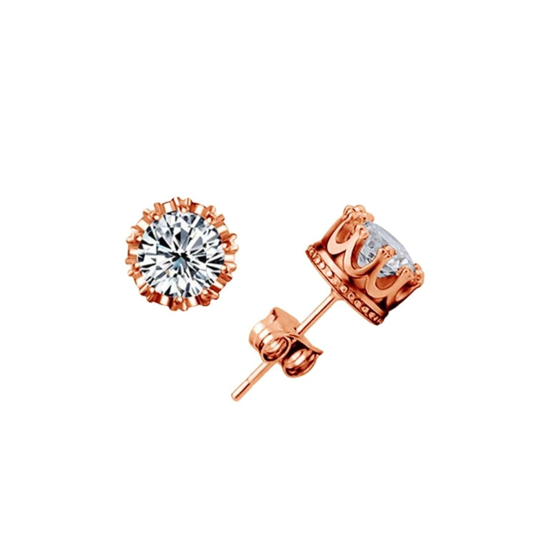 Silver Zircon Crown Studs