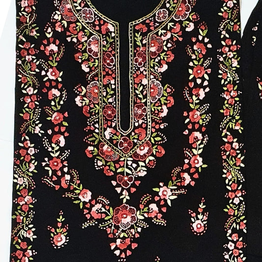 Ebony Blossom Embroidered Shirt-Luxury Hand Embroided Collection