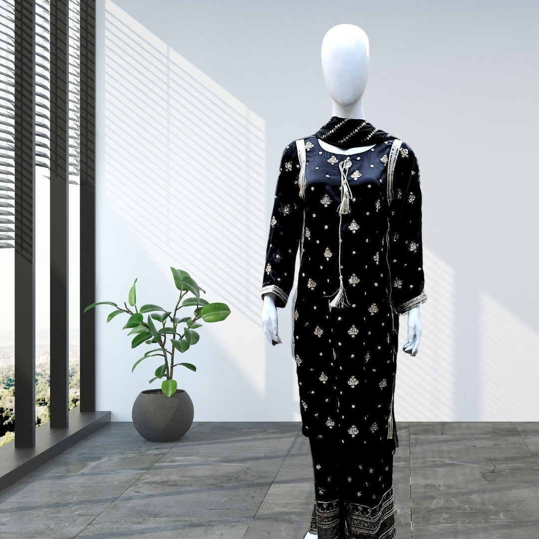 Black Tilla Suit-3PC