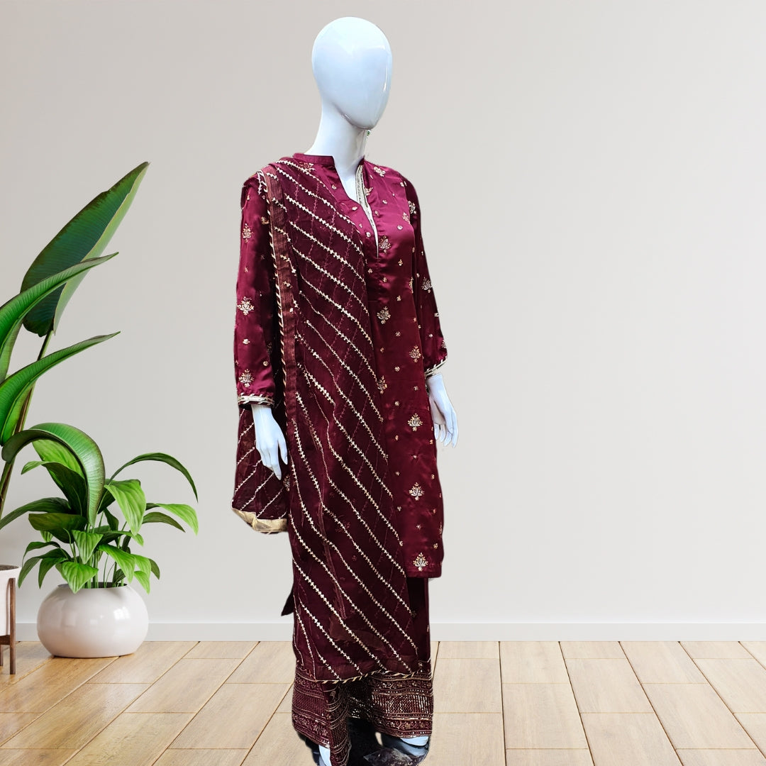 Maroon Tilla Suit-3PC