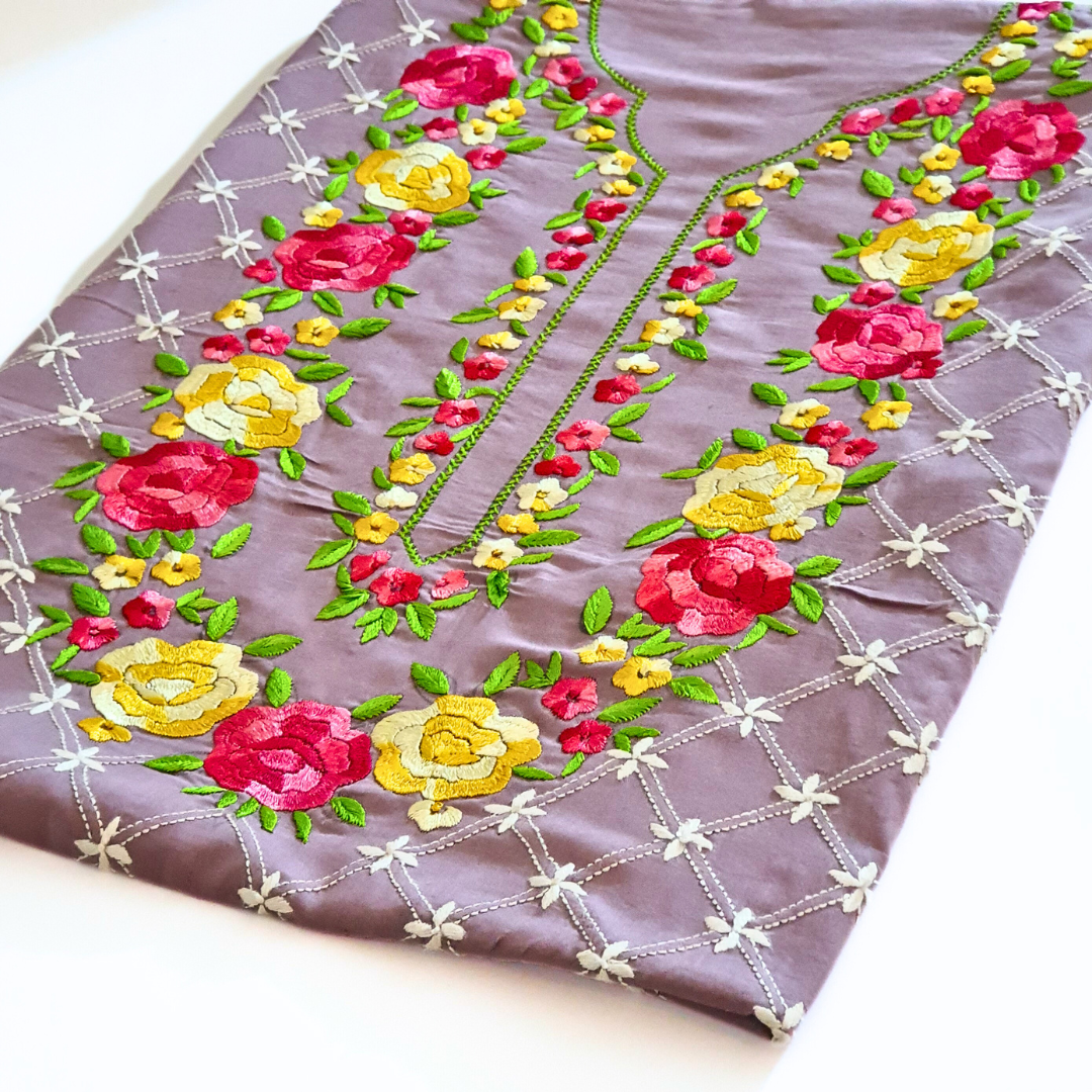 Royal Purple Blossom-Hand Embroided Premium Shirt