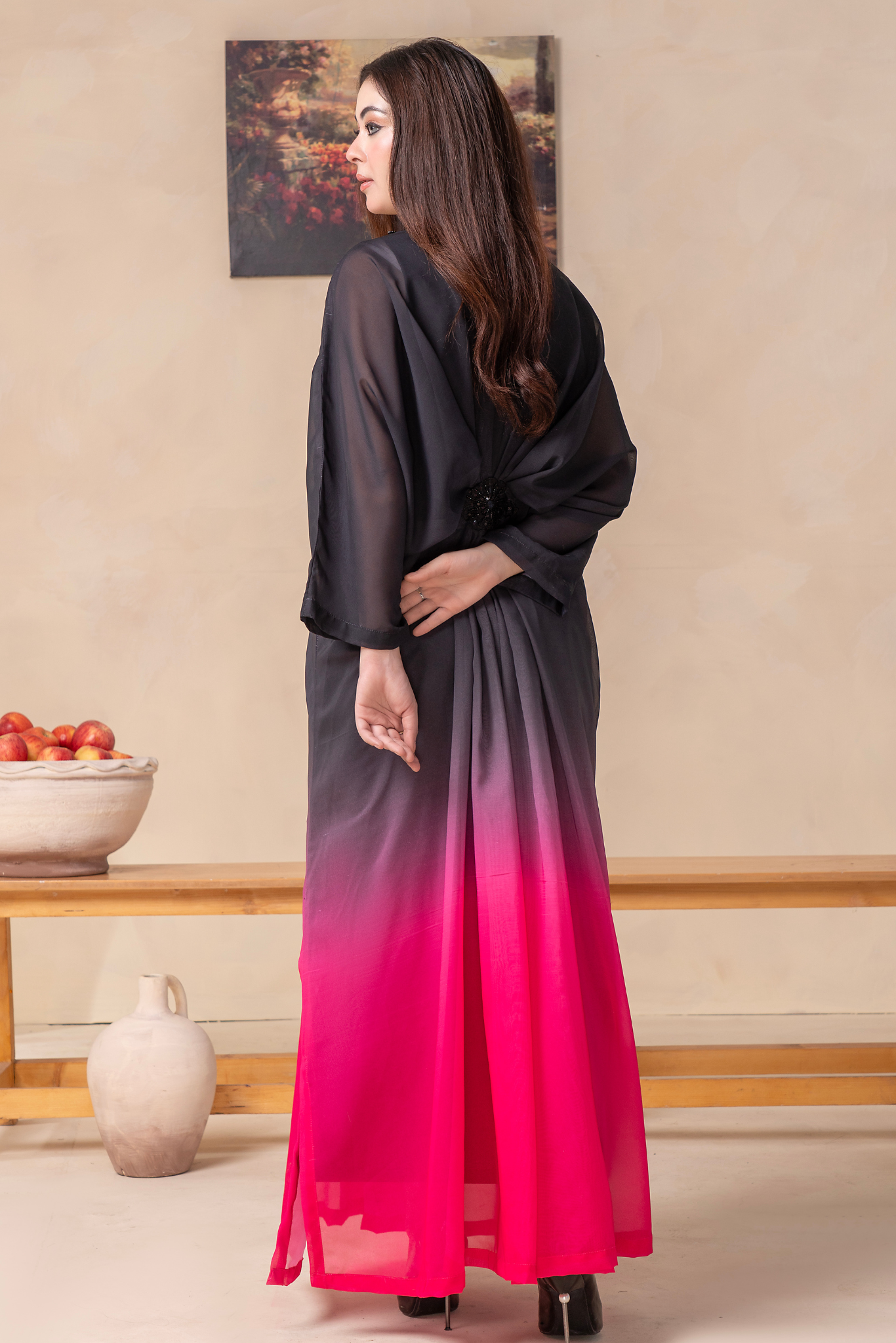 Noir Fuschia Kaftan