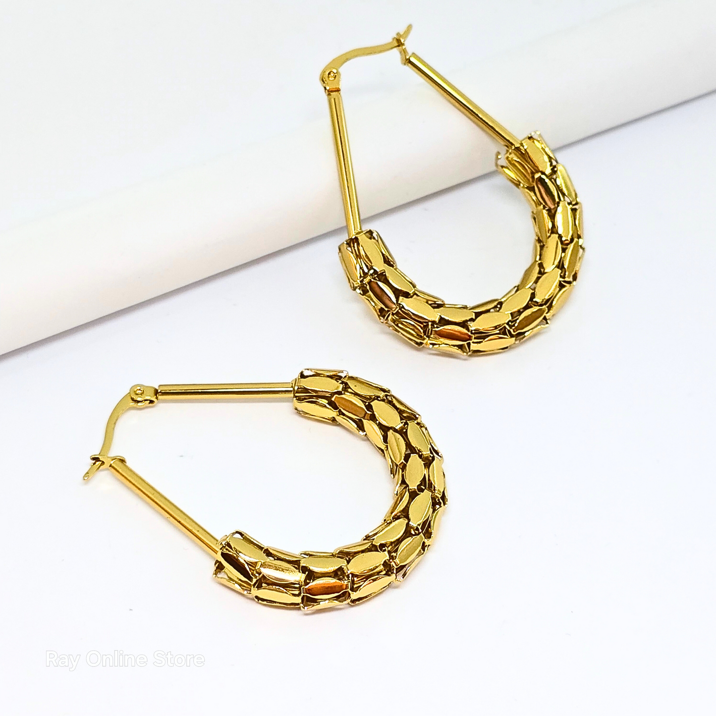 Crackled Golden Hoops