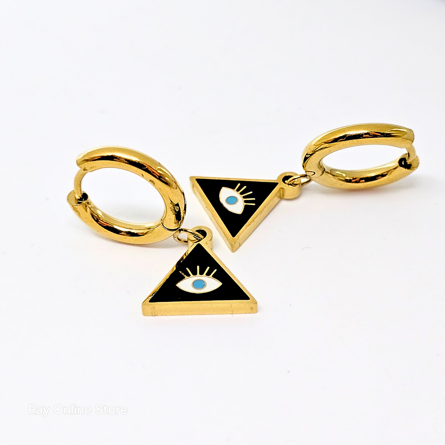 Black Triangle Eye Earrings