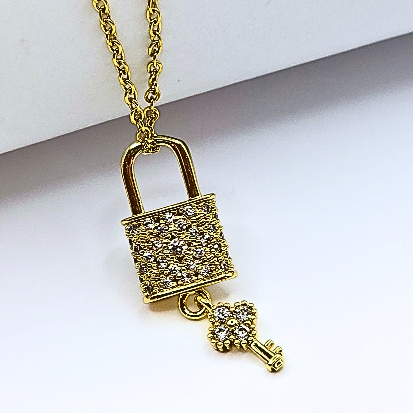 Lock & Key Zirconia Necklace