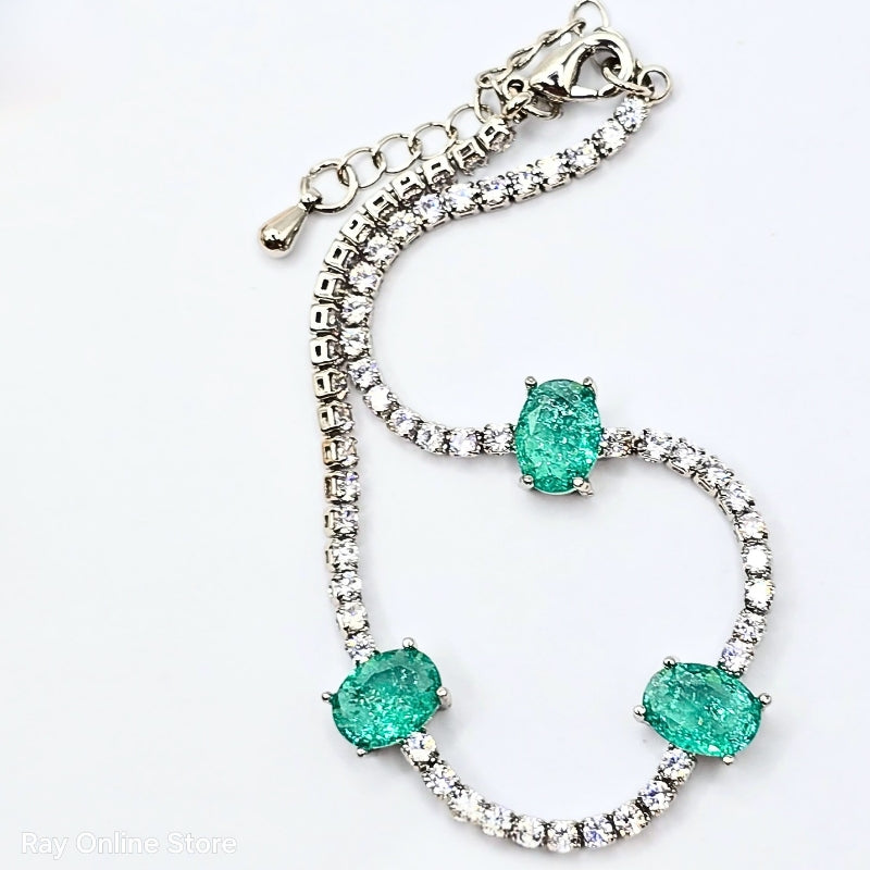 Indulge in elegance with our Mint Crystal Bracelet, featuring cool green colored stones and a sophisticated strand of crystals for a chic and eye-catching look. The high quality luster of this bracelet will add a touch of luxury to any outfit.