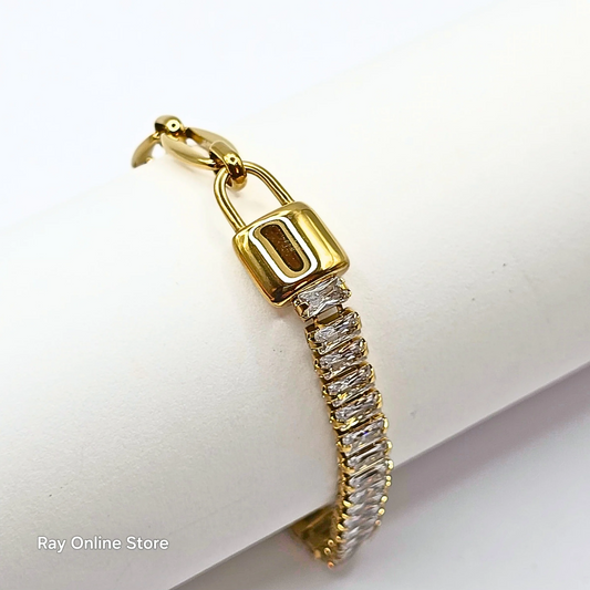 Geometric Zircon Lock Bracelet