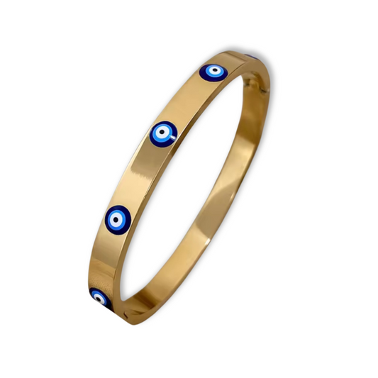 Aqua Eye Gold Plated Bangle