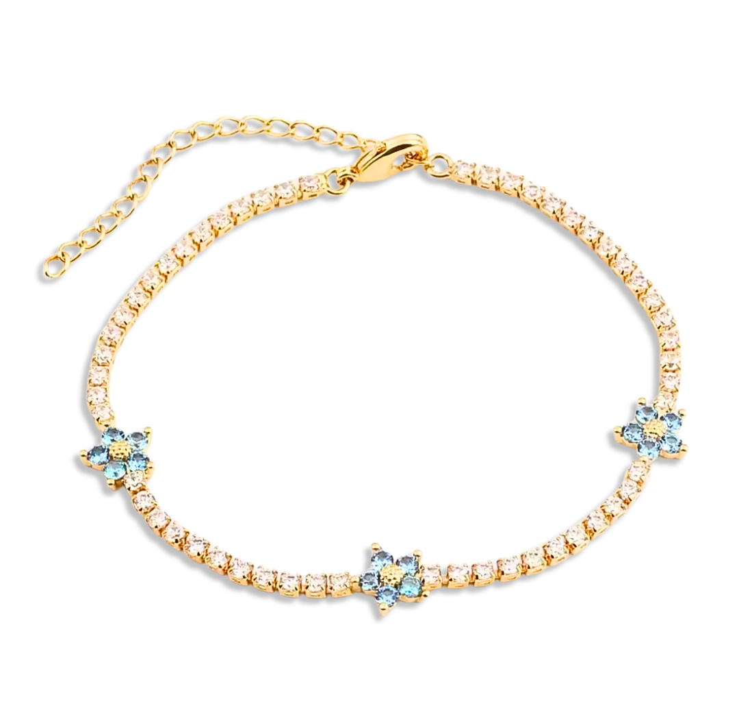 Ice Blue Floral Zircon Bracelet